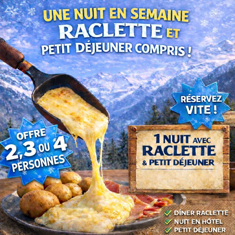 image représentant une raclette et des slogans publicitaires
